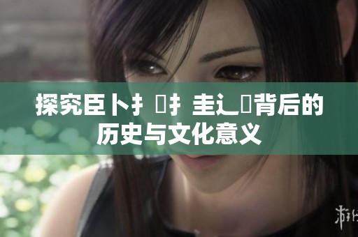 探究臣卜扌喿扌圭辶畐背后的历史与文化意义