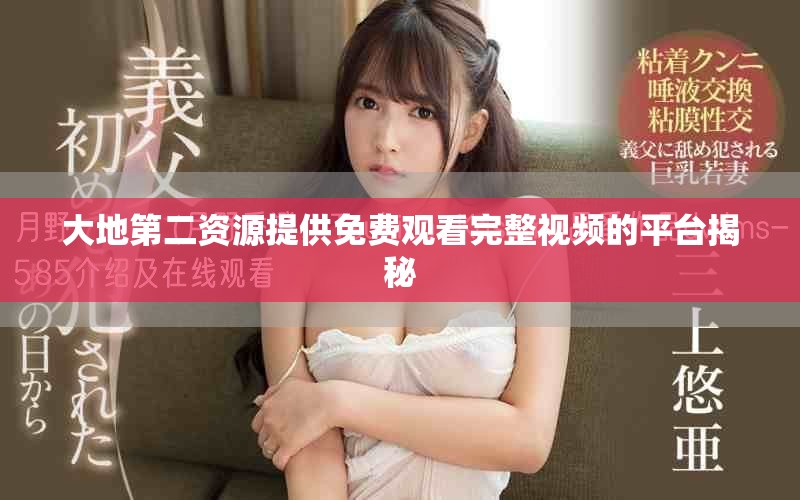 大地第二资源提供免费观看完整视频的平台揭秘
